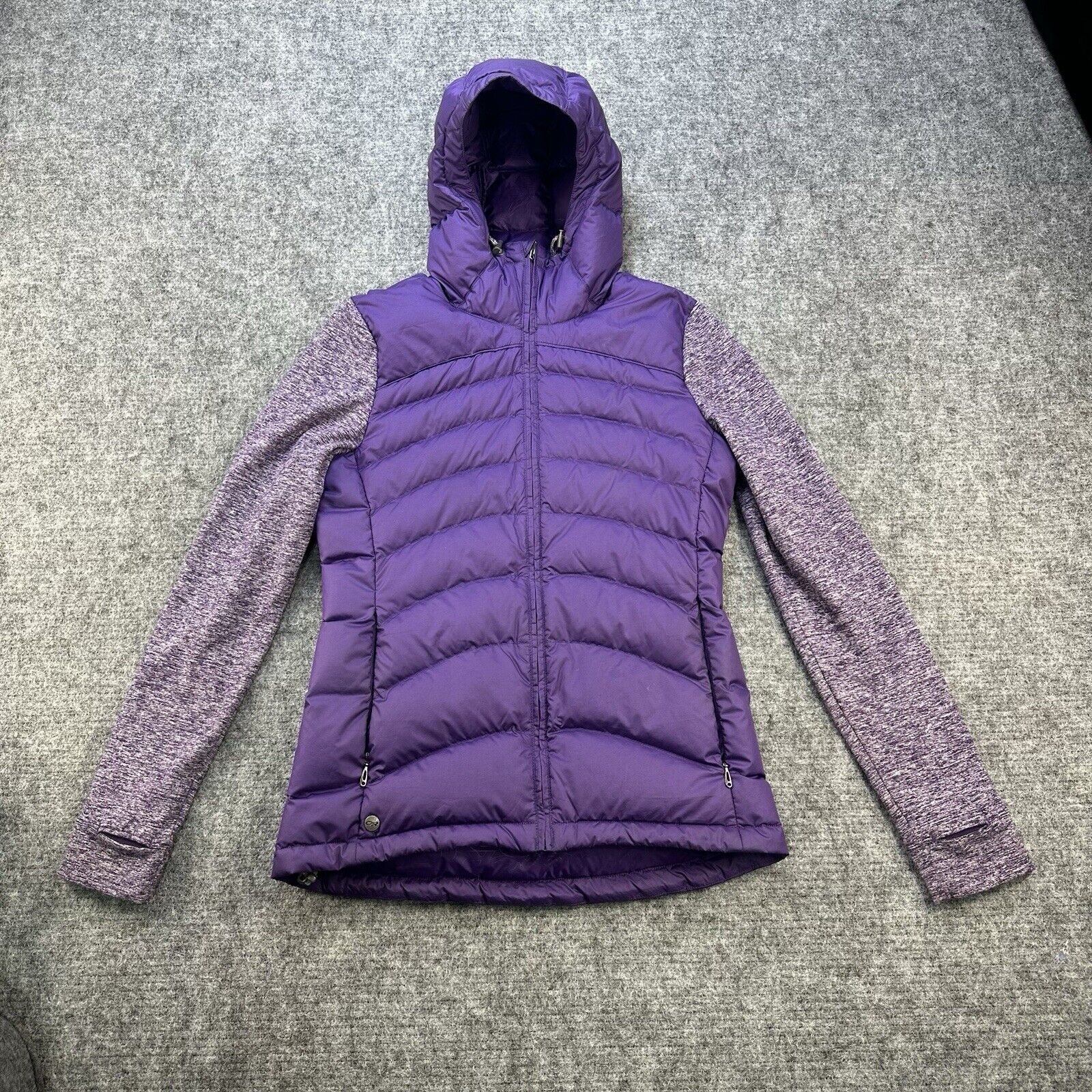 Outdoor Research Jacket Women Small Purple Puffer Thumbholes Plaza Hoodie
